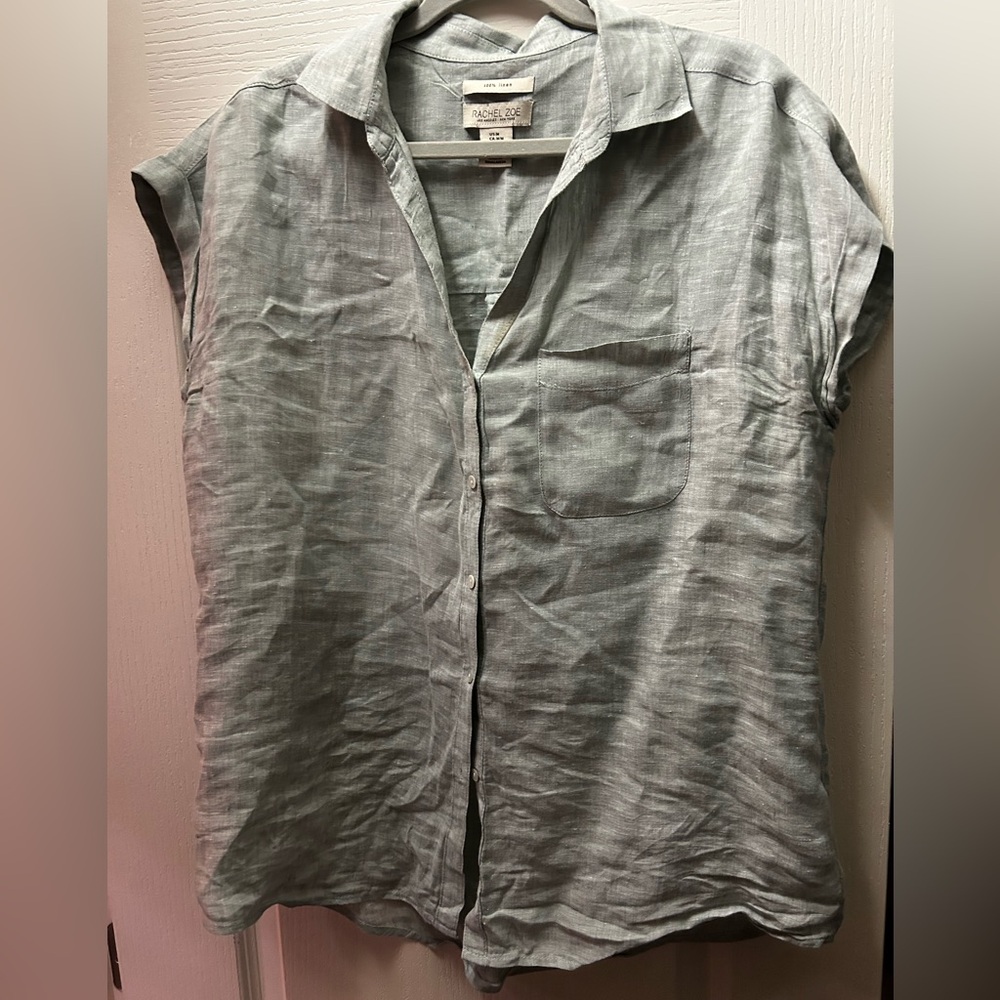 Sage green 100% linen top
